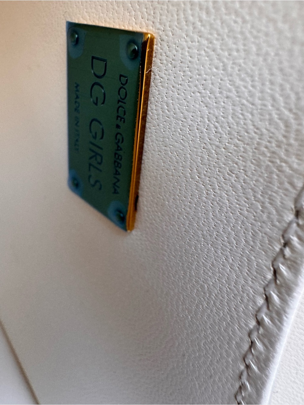Dolce & Gabbana White Leather Shoulder Bag with Gold DG Logo NEW - Picture 5 of 10